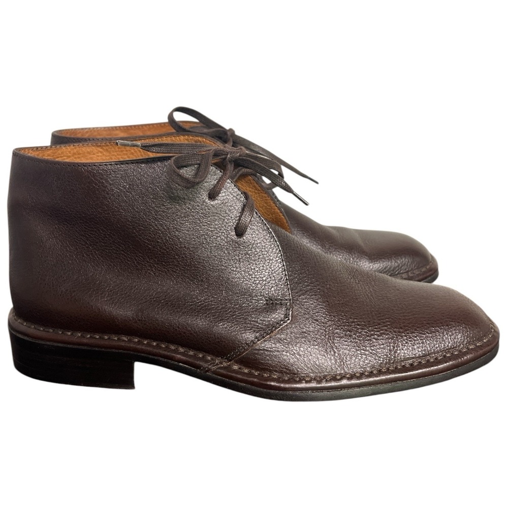 John Varvatos Men Size 9 Brown Leather Chukka Boots Handmade Italy F199D3 77 204